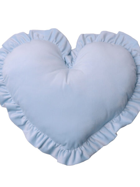 Poduszka dekoracyjna serce z falbanką duża - niebieski baby blue