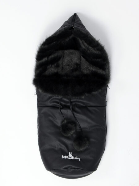 Footmuff/ Sleepingbag - Black + Fur "Short Black Bling"