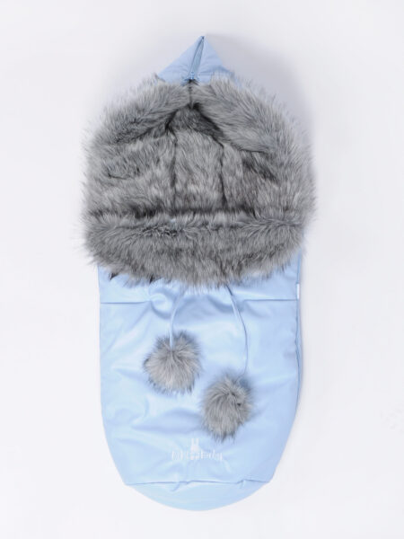 Śpiworek zimowy do wózka – niebieski-futerko “Grey Babies”