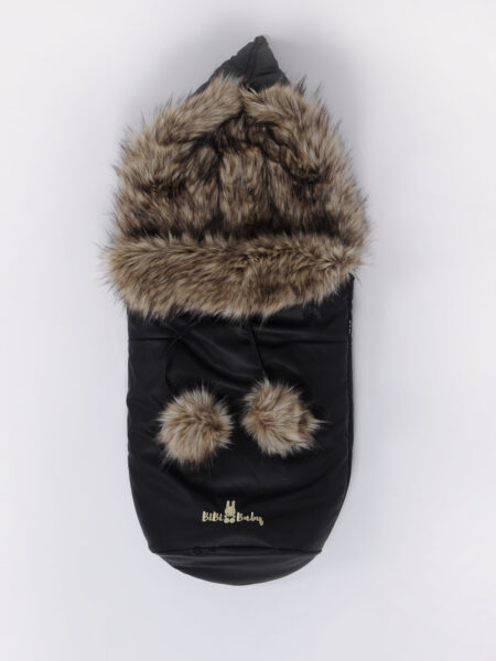 Footmuff/Sleeping Bag For Stroller – Black and Lilka Fur