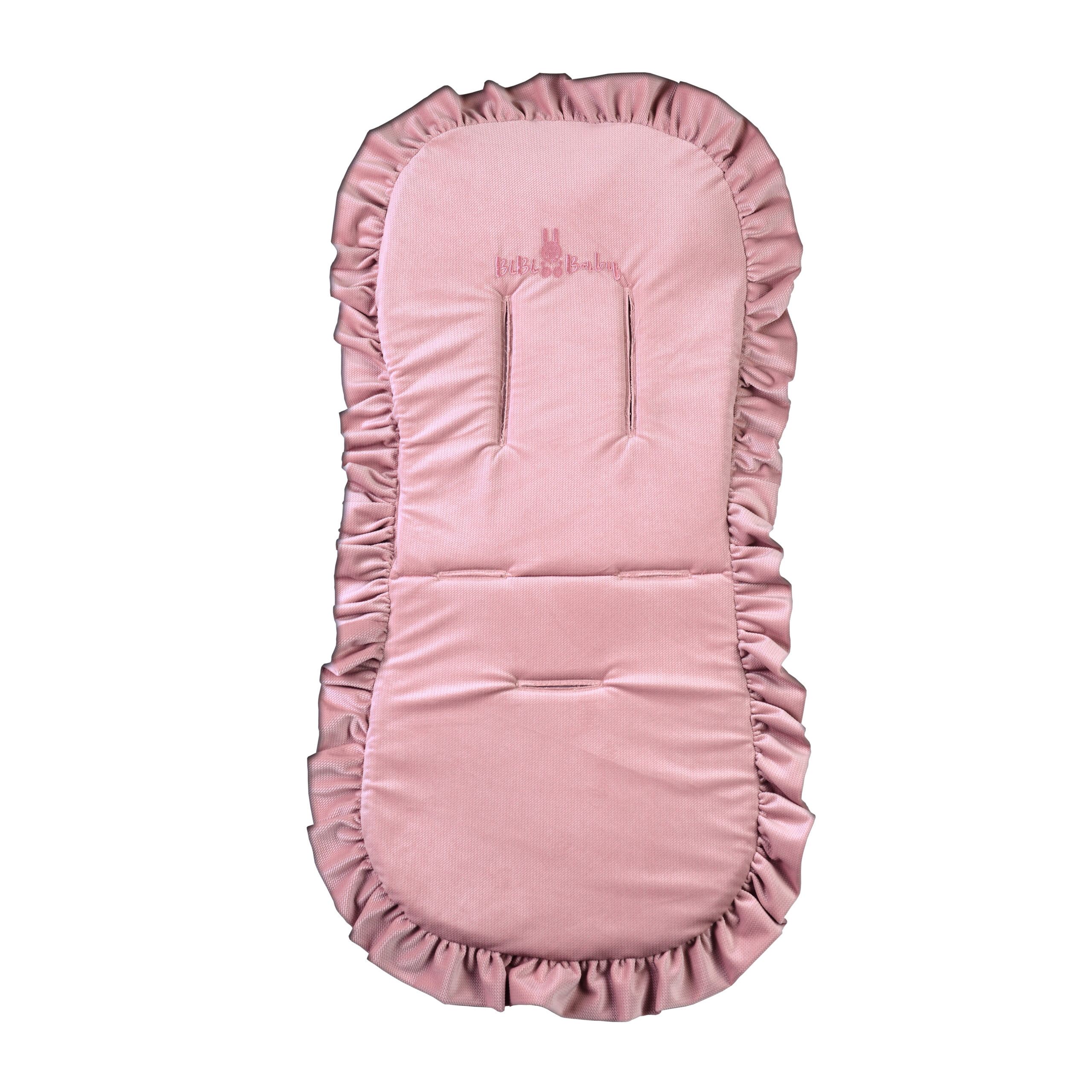 Wkładka do wózka z falbanką pudrowy róż poduszka motylek - obrazek 3