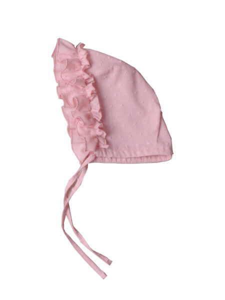 Czapeczka bawełniana z falbanką pudrowy róż