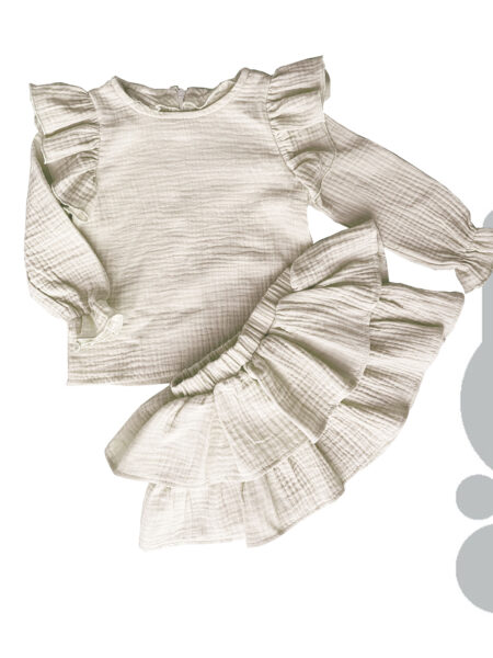 Komplet spódniczka + bluzeczka falbanki ecru