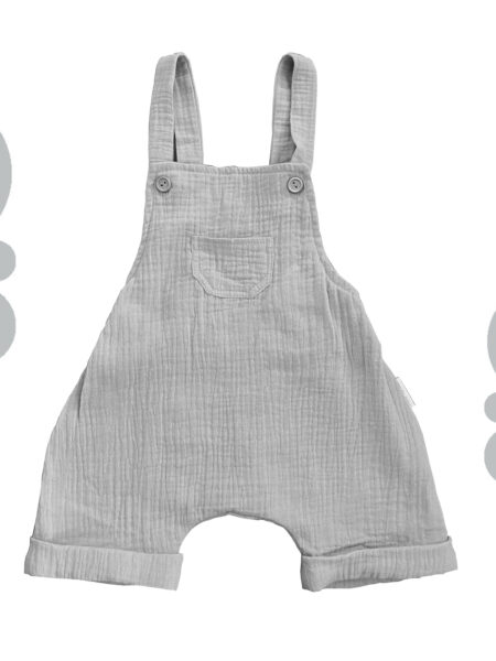 Muślinowe krótkie ogrodniczki szare