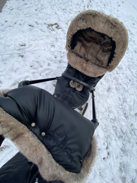 Winter Set For Stroller- Sleepingbag, Muff And Fur Collar For The Canopy GREY + Fur ZIZI