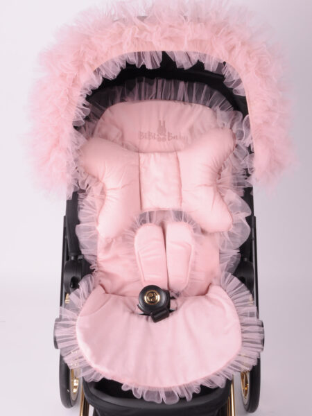 Ballerina Deluxe by Bibibaby - różowa - wkładka do wózka z falbanką z tiulu