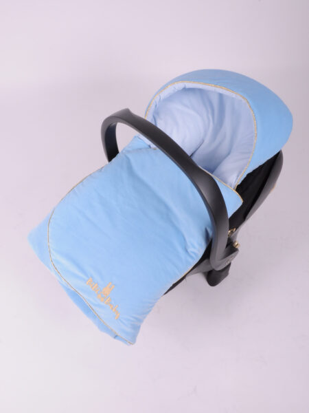 Otulacz do fotelika/gondoli BABY BLUE VELVET GOLD - niebieski ze złotą lamówką