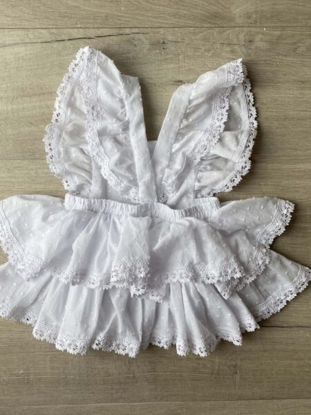 Lace dress - polka dot cotton- white