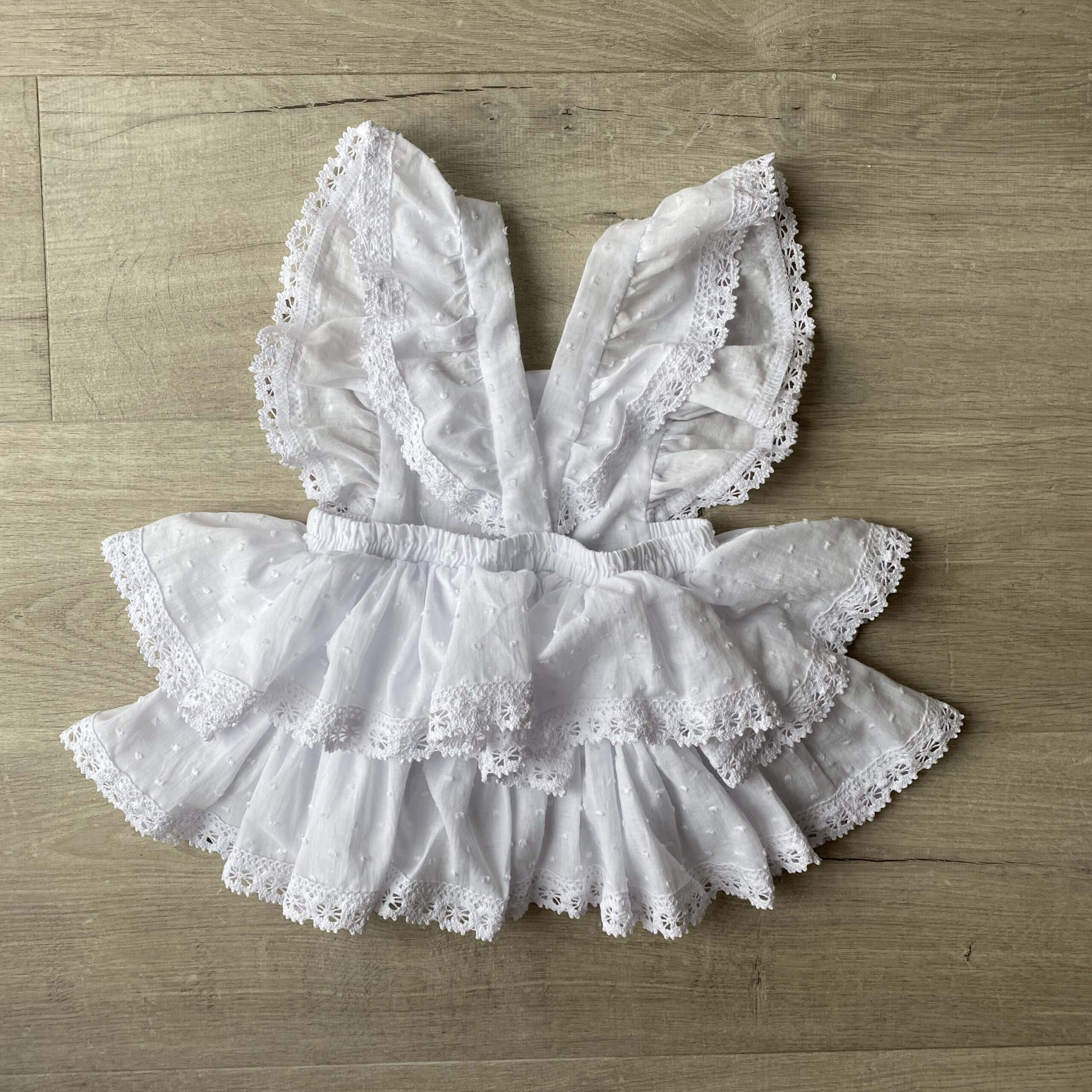 Lace dress - polka dot cotton- white