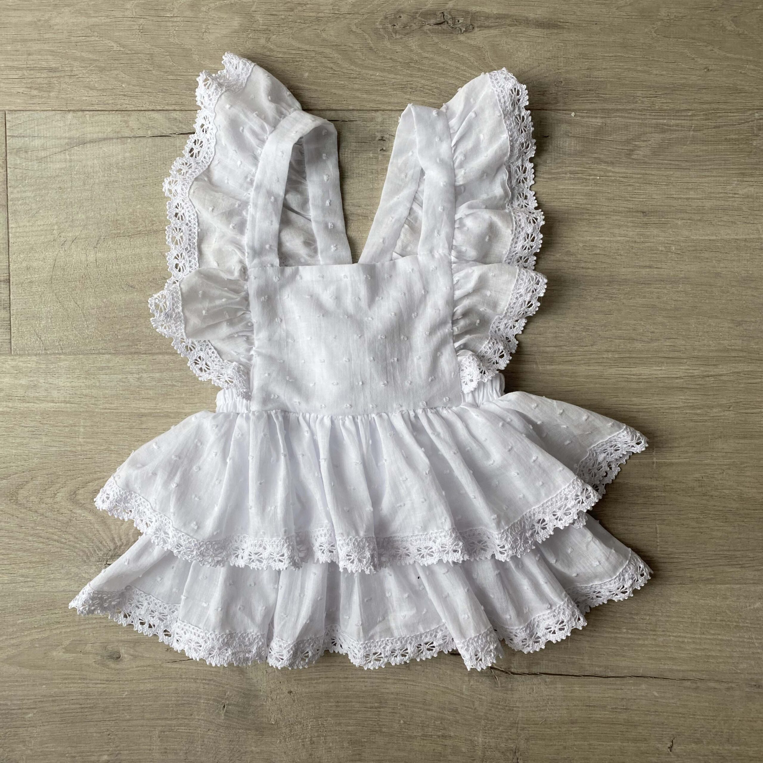 Lace dress - polka dot cotton- white - Image 2