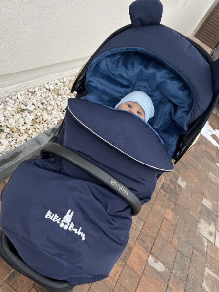 Śpiworek wiosenny - wodoodporny- wersja z uszami - granatowy