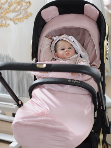 Śpiworek wiosenny - wodoodporny- wersja z uszami - różowy