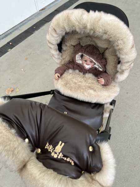 Mufka- ochraniacz rąk zimą -brązowy futerko BOMBA deluxe