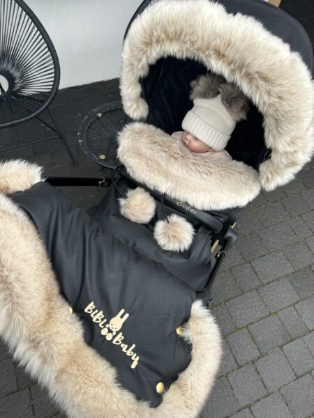 Indywidualne zamówienie- Zestaw zimowy- śpiworek bez futrzanych plecków czarny + Bomba Deluxe